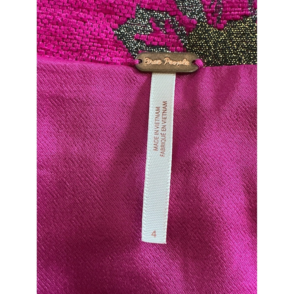 Free People Pink Gold Floral Brocade Side Zip Mini Skirt Size 4 OB1054173 - Picture 6 of 12